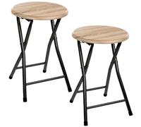 Lot de 2 tabourets pliants en métal - Beige et noir