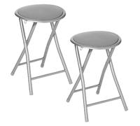 Toilinux Tabourets pliants en PVC – Lot de 2 – Gris