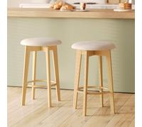 Lot de 2 tabourets pour îlot central 66 cm en tissu beige - vahina