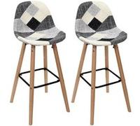 MOZAIK - Lot de 2 Tabourets Scandinaves Noirs et Blancs