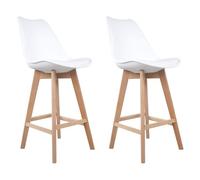 Lot de 2 tabourets scandinaves sven blanc avec coussin