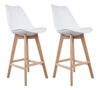 Happy Garden - Lot de 2 tabourets scandinaves Sven blanc avec coussin