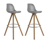 Lot de 2 tabourets scandinaves tobias gris avec coussin