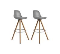 Lot de 2 tabourets scandinaves tobias gris avec coussin