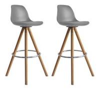 Lot de 2 tabourets scandinaves tobias gris avec coussin