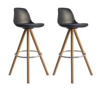 Lot de 2 tabourets scandinaves tobias noirs avec coussin