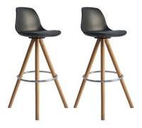 Lot de 2 tabourets scandinaves tobias noirs avec coussin