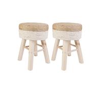 Lot de 2 Tabourets Tressés Naturel et Beige - ESTANY - ALTOBUY Marron G
