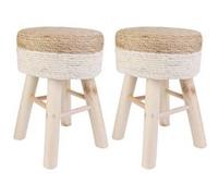 Lot de 2 Tabourets Tressés Naturel et Beige - ESTANY - ALTOBUY Marron G