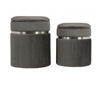 Lot de 2 Tabourets Zora 44cm Gris & Argent