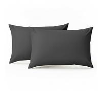Lot de 2 taies d’Oreiller 45 x 70 cm en Microfibre, Fermeture zippée, Ultra Douces, Gris foncé