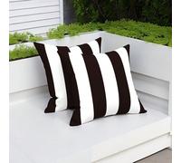 Lot de 2 taies d"oreiller noires d"intérieur et d"extérieur pour décorer les coussins de canapé et de jardin 45*45,30*50,50*50Géométrique,RayéPolyester