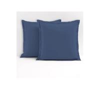 LOVELY HOME Lot de 2 taies d'oreiller carrés - 63 x 63 cm - 100% coton - Bleu