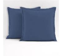 LOVELY HOME Lot de 2 taies d'oreiller carrés - 63 x 63 cm - 100% coton - Bleu