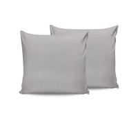 Lot de 2 taies d'oreiller de qualité supérieure, 80 x 80 cm, Gris, 100% Coton renforcé, antibactérien, 144 Fils au Pouce carré, Lavable en Machine, Fermeture à enveloppe