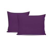 Lot de 2 taies d'oreiller de qualité supérieure - 80 x 80 cm - Violet - 100% Coton renforcé - 155 Fils au Pouce carré - Fermeture à Rabat - Lavable en Machine à 30 °C