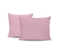 Lot de 2 taies d'oreiller en Coton Doux, Rose poudré, 80 x 80 cm, 100% Coton renforcé, 155 Fils au Pouce carré, Fermeture enveloppe, Lavable en Machine à 30 °C