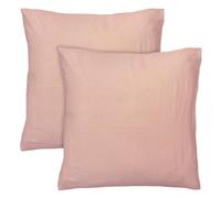 Lot de 2 taies d'oreiller Gaze DE Coton Unies 100% Coton | Rose pétale | 65x65 cm | Pour oreiller carré | Double gaze de qualité supérieure | Certification Oeko-Tex