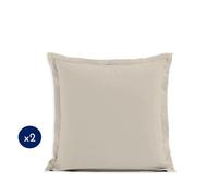 Lot de 2 taies d'oreiller - LOVELY HOME - 63 x 63 cm - Beige clair