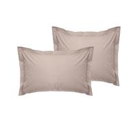 Lot de 2 taies d'oreiller Oxford Beige 80 x 80 + 5 cm, 100% Coton renforcé, 145 Fils au Pouce carré, Fermeture enveloppe, Lavable en Machine à 30 °C, Doux et Durable
