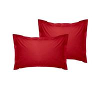 Lot de 2 taies d'oreiller Oxford de qualité supérieure - Rouge - 80 x 80 + 5 cm - 100% Coton renforcé - 145 Fils au Pouce carré - Fermeture à Rabat - Lavable en Machine à 30 °C