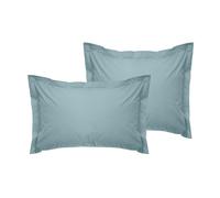 Lot de 2 taies d'oreiller Oxford luxueuses, Couleur Menthe, 80 x 80 + 5 cm, 100% Coton renforcé, 145 Fils au Pouce carré, Fermeture enveloppe, Lavable en Machine à 30 °C