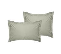 Lot de 2 taies d'oreiller Oxford luxueuses - Vert - 80 x 80 + 5 cm - 100% Coton renforcé - 155 Fils au Pouce carré - Fermeture à Rabat - Lavable en Machine à 30 °C