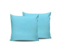 Lot de 2 taies d'oreiller Turquoise - 80 x 80 cm - 100% Coton Ranforce, 155 Fils - Fermeture enveloppe - Lavable en Machine à 30 °C - Doux et Durable