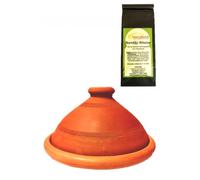 Lot de 2, tajine ORIGINAL Ø 35 cm + thé à la menthe marocain 40 g