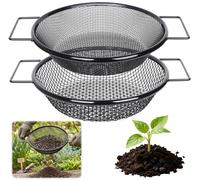 Lot de 2 tamis de jardin en acier inoxydable - Tamis à compost et tamis de | Tamis en métal robuste avec poignée, tamis de 3 mm et 6 mm pour tamiser le compost, la terre, le sable, les pierres
