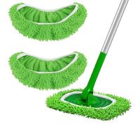 Lot de 2 tampons réutilisables en microfibre verte pour serpillère, couverture plate pour serpillère humide et sèche, recharges lavables pour nettoyage de surfaces/sols en bois dur (la serpillère n