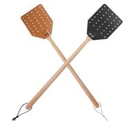 Lot De 2 Tapettes À Mouches en Cuir, avec Manche en Bois, Robuste Et Écologique, Destructeur D'insectes pour L'intérieur Et L'extérieu