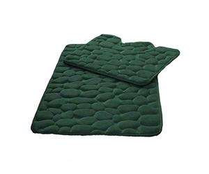 Lot de 2 tapis de bain antidérapants et absorbants - Motif galet - Vert - Taille unique