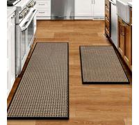 Lot de 2 tapis de cuisine antidérapants et imperméables, tapis de cuisine absorbants pour l'évier, 44 x 119 cm + 44 x 74 cm (noir)