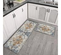 Lot de 2 tapis de cuisine rembourrés en polyester 43,2 x 76,2 cm (bleu | Réduit la fatigue des pieds, dos antidérapant, s'adapte à l'évier et à la cuisinière, 43,2 x 119,2 cm et 43,2 x 76,2 cm