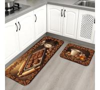 Lot de 2 tapis de cuisine rustiques vintage pour sol, tapis doux sur le thème de la cuisson des biscuits, tapis doux et confortables pour cuisine, éviers, buanderie, salle de bain