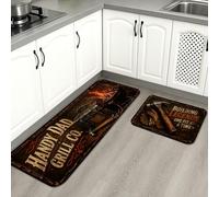 Lot de 2 tapis de cuisine vintage rustiques pour le sol, Grill It Fix It Repeat, tapis doux, confortable, lavable, pour éviers de cuisine, buanderie