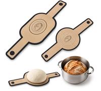 Lot de 2 tapis de cuisson à pain en silicone avec longues poignées - Tapis de cuisson antiadhésif pour four néerlandais et casserole à pain, boucle à pain réutilisable ronde et ovale, tapis de pâte