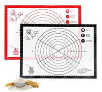 Lot de 2 tapis de cuisson en silicone 70 x 50 cm – Tapis de cuisson en silicone antiadhésif avec échelle graduée, tapis antidérapant pour étaler la pâte, le fondant ou la pâte à pizza, grand format, r