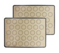 Lot de 2 tapis de cuisson pour macarons, 42 x 29,5 cm, en silicone, sans BPA, 30 trous, gris, antidérapant, rectangulaire, pour macarons, pizzas, biscuits et pains