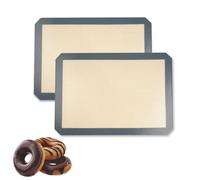 Lot de 2 Tapis de Cuisson Silicone pour Four, 40 x 30 cm Tapis Silicone Patisserie, Revêtement Antiadhésif, Réutilisable, pour Biscuits, Pain, Pâtisserie, Pizza