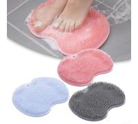 Lot de 2 tapis de douche à fixation murale avec motif antidérapant pour une exfoliation et un nettoyage efficaces des pieds et du dos dans le bain (gris)