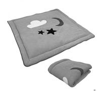 Lot de 2 tapis de jeu, de sol, d'éveil ou de parc bébé, enfant molletonné 1m x 1m - Gris - Monsieur Bébé