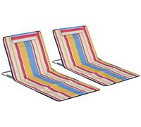 Lot de 2 tapis de plage pliants avec dossier ršŠglable 5 positions, appui-tšºte, tissu Oxford, sac de transport