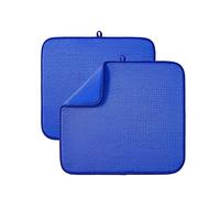 Lot de 2 tapis de séchage en microfibre pour cuisine, égouttoir à vaisselle, tapis de séchage absorbant pour verre, assiette et tasse 40 cm x 46 cm Bleu