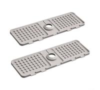 Lot de 2 tapis d'évier de cuisine en silicone souple réduisant le bruit | Silicone souple et flexible, réduit le bruit de grincement, protège le fond de l'évier, lot de 2, options gris et blanc
