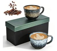 Lot de 2 tasses à cappuccino à paroi épaisse avec anse - 270 ml - Coffret cadeau - Passe au lave-vaisselle - Pour café, thé, latte macchiato
