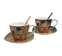 lot de 2 tasses en porcelaine Reine-Isabelle motif Klimt's Kiss cuillère à café 250ml W25KL60-2-19000