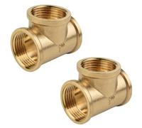 Lot de 2 Té en Laiton 1 Pouce Filetage Femelle - Répartiteur 3 Voies, Raccord de Tuyauterie pour Raccordement Domestique, Collecteur de Chauffage et Grande Irrigation
