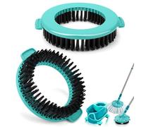 Lot de 2 têtes de rechange pour balai à récurer Leifheit Clean Twist Disc Mop Ergo - Diamètre : 15,8 cm - Poils durs ronds - Brosse de nettoyage rigide pour nettoyer les taches - Pour cuisine, salle